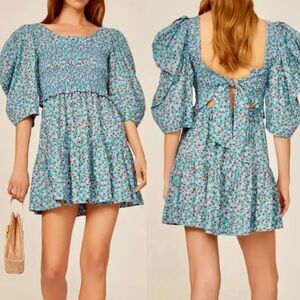 Sea New York x Liberty Fabrics Strawberry Puff Sleeve Mini Dress